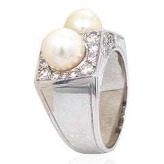18K Gold Natural Pearl Diamond Ring, LFG