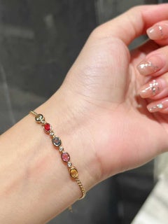 18K Gold Natural Rainbow Sapphire Diamond Bracelet