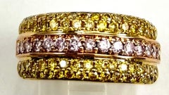 18K Gold Natural Round Pink And Yellow Diamond Ring