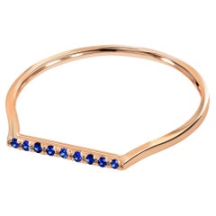 18k Gold Natural Sapphire Ring Thin Stacking Gold Ring