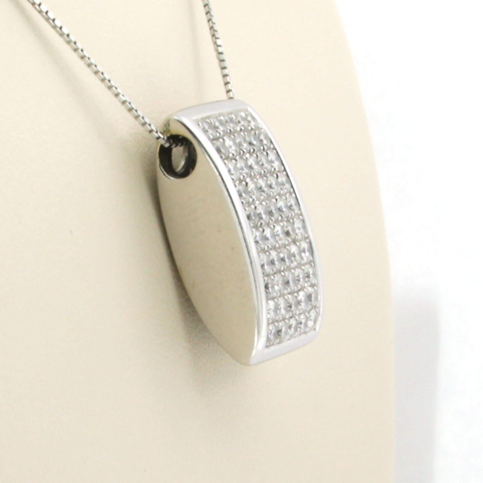 18k gold necklace and pendant with brilliant cut diamonds up to. 1.00ct 7.8 gram In condizioni ottime in vendita a The Hague, ZH