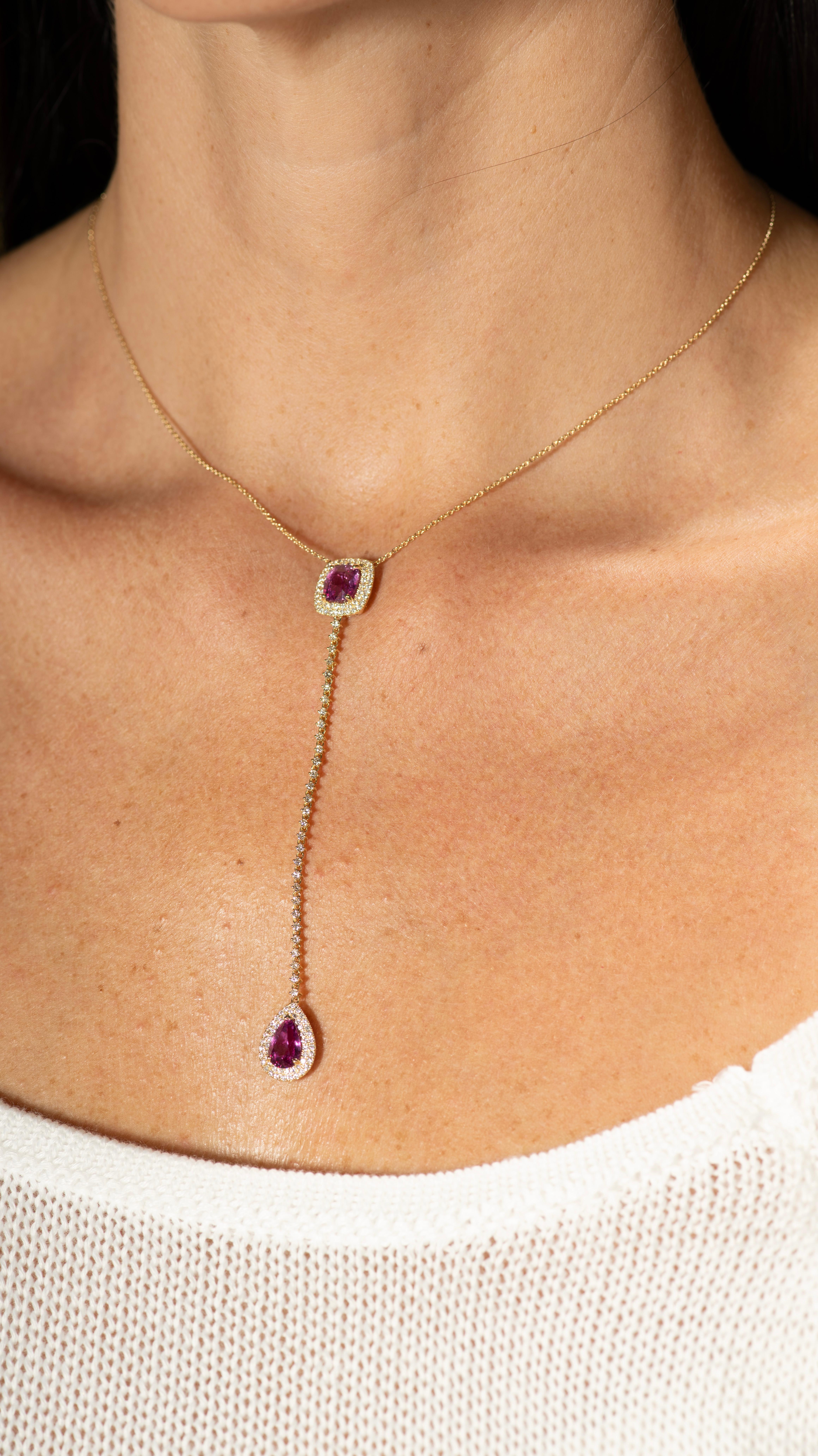 Collana in oro 18K con zaffiri rosa da 3,92 carati e diamanti da 0,88 carati in vendita 6