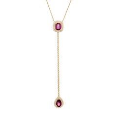 18K Gold Halskette mit 3.92ct Pink Sapphires und 0.88ct Diamanten