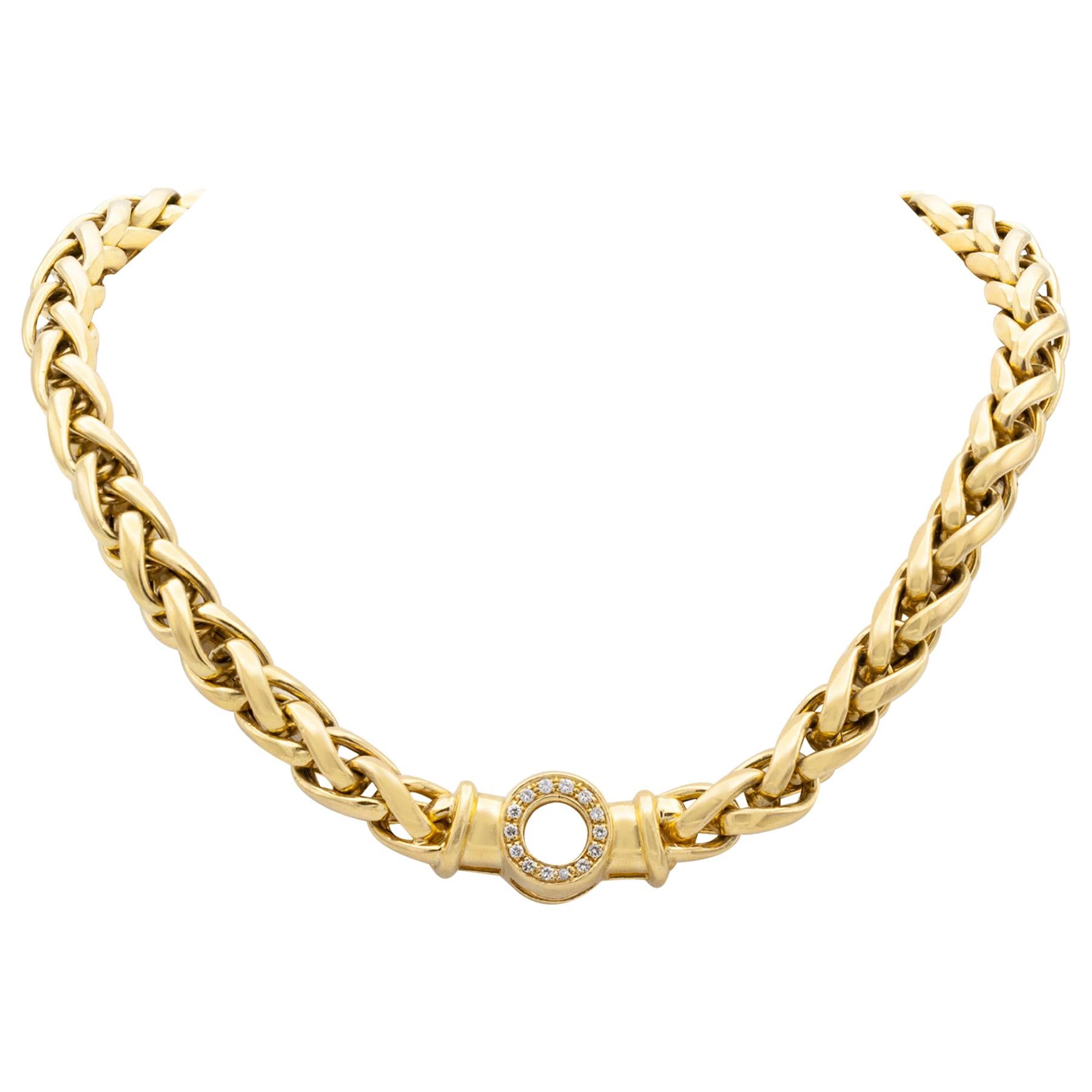 18k Gold Necklace with Diamonds For Sale