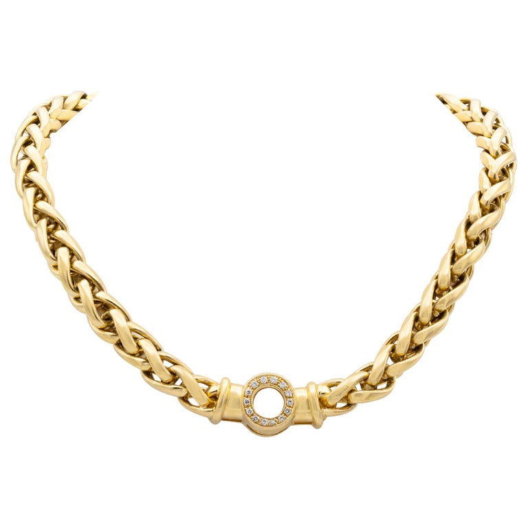18k Gold Necklace with Diamonds For Sale at 1stDibs