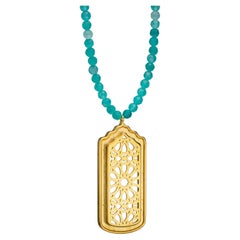 Orosi Necklace In 18K Yellow Gold And Natural Amazonite