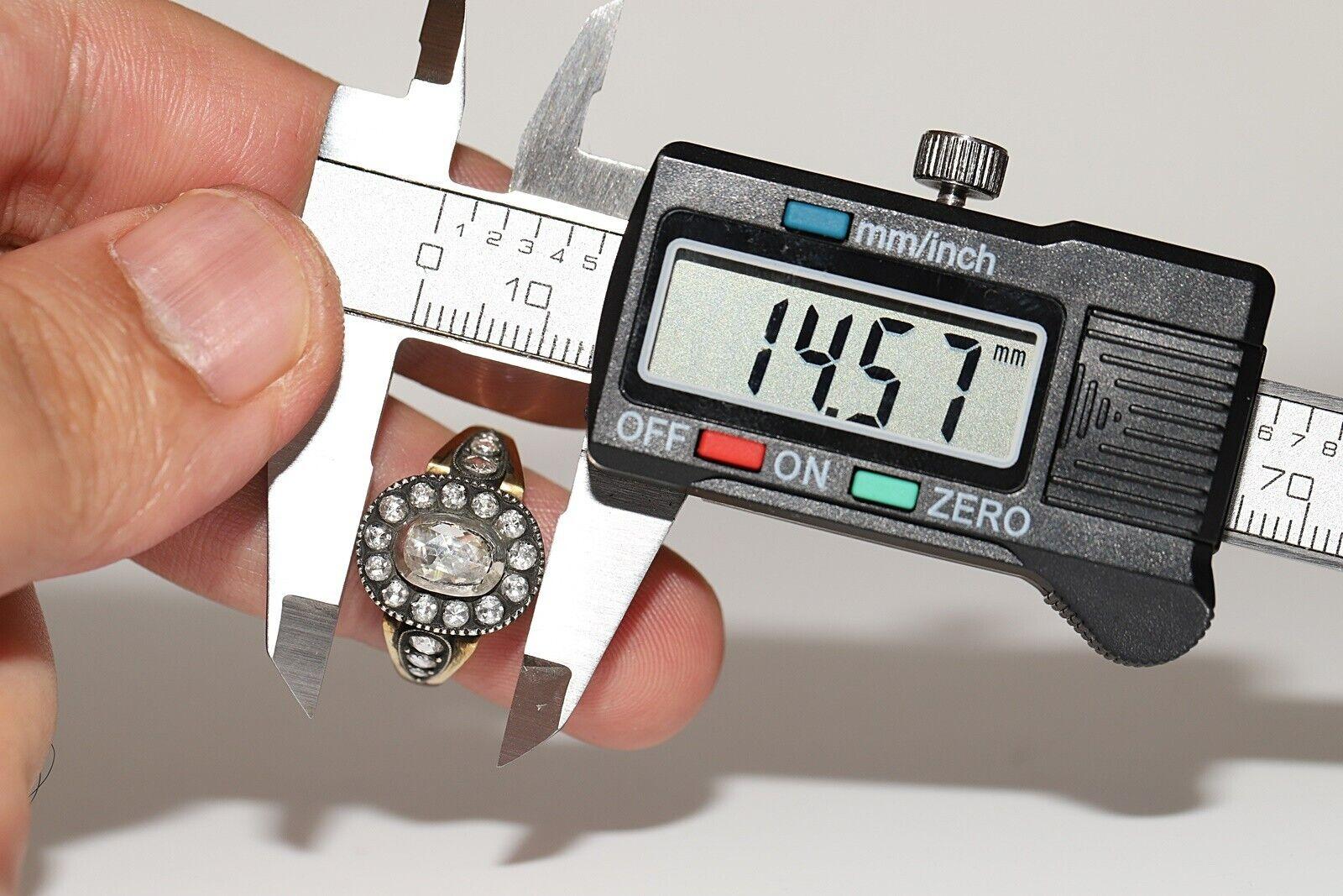 Anillo de cóctel decorado con diamantes naturales talla rosa en oro de 18 quilates, hecho a mano en venta 1