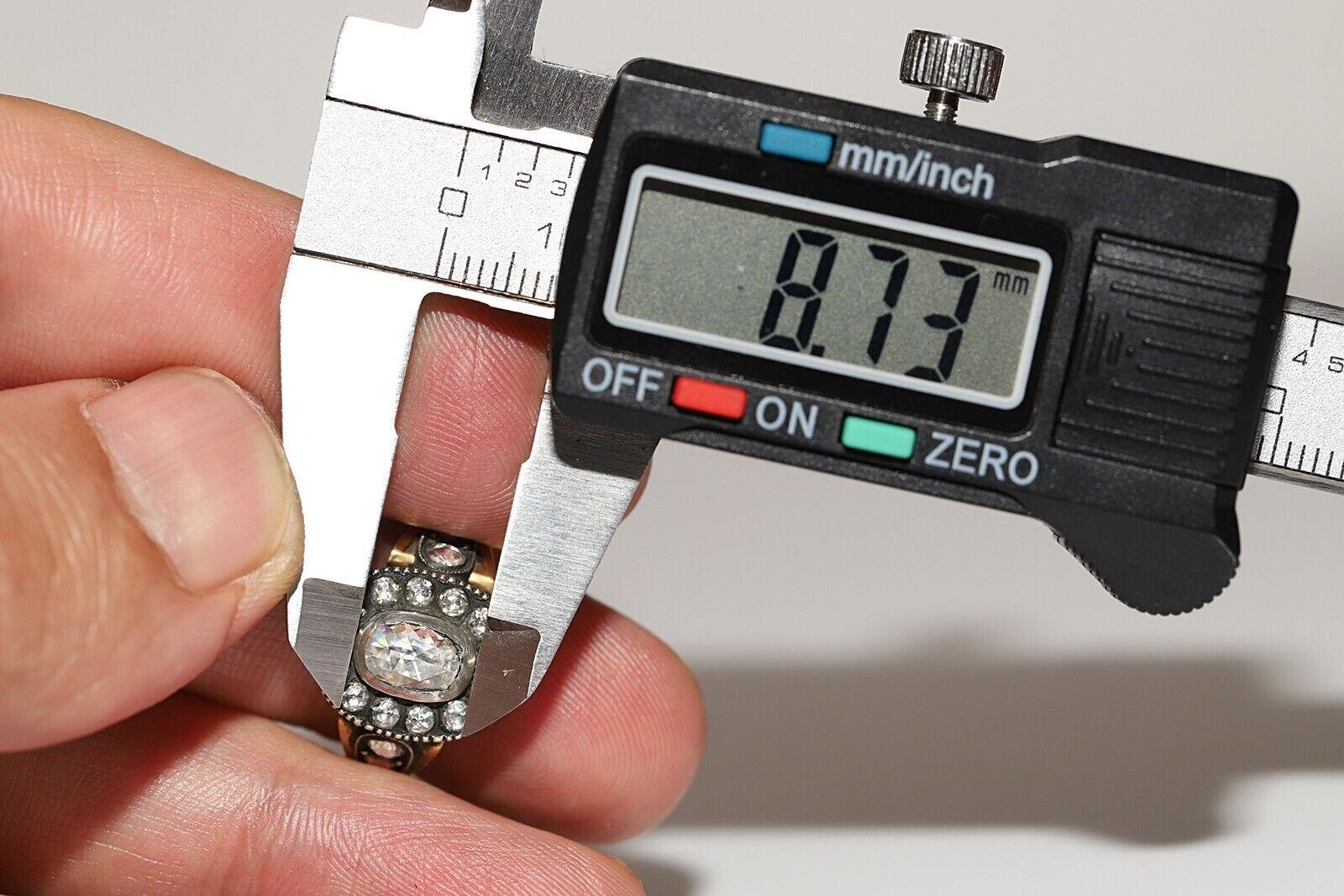 Anillo de cóctel decorado con diamantes naturales talla rosa en oro de 18 quilates, hecho a mano en venta 2