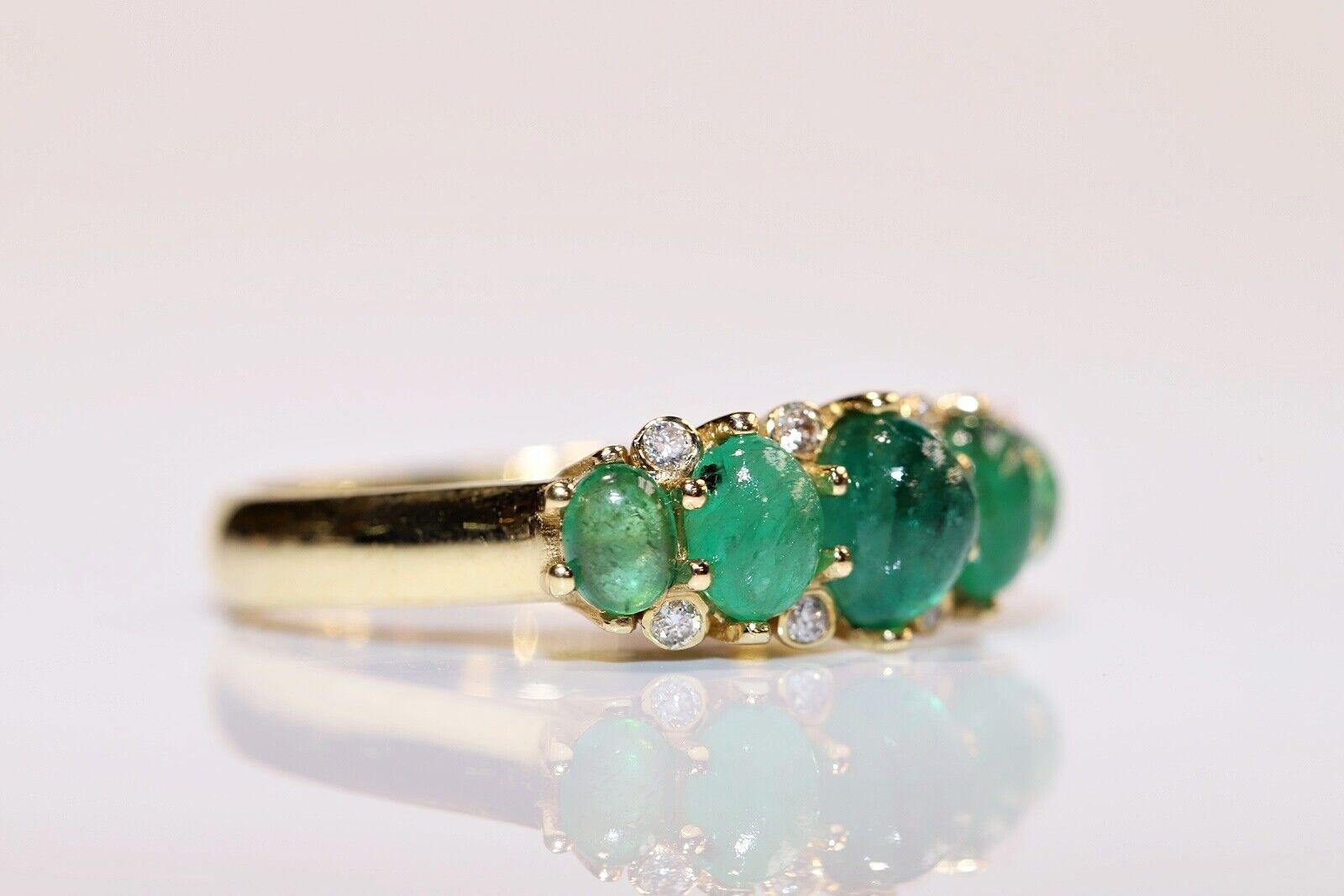 Bague en or 18 carats, neuve, décorée de diamants naturels et d'émeraudes taille cabochon Neuf - En vente à Fatih/İstanbul, 34