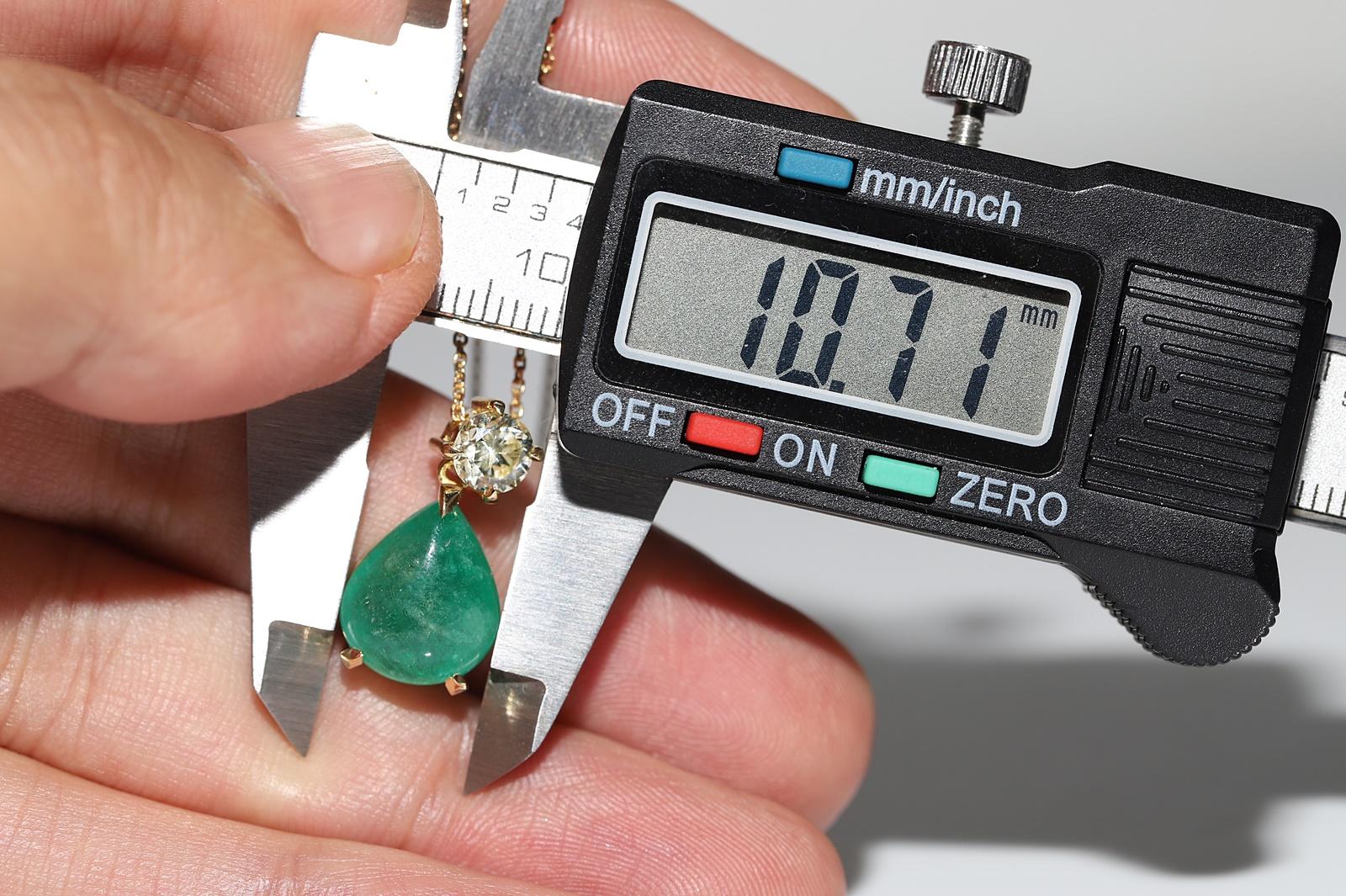 Collier pendentif en or 18k New Made, diamant naturel et émeraude cabochon en vente 11