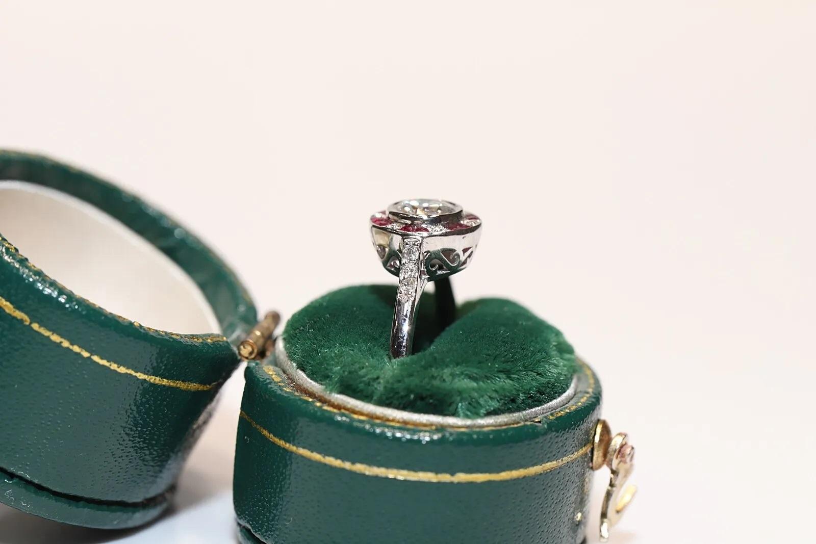 18 Karat Gold Neuer natürlicher Diamant und Rubin im Kaliberschliff Solitär Ring im Angebot 4