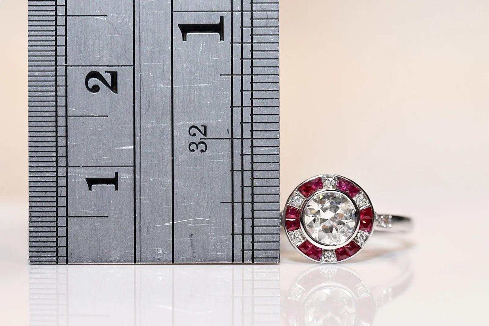 18K Gold New Made Natural Diamond And Caliber Cut Ruby Solitaire Ring For Sale 1