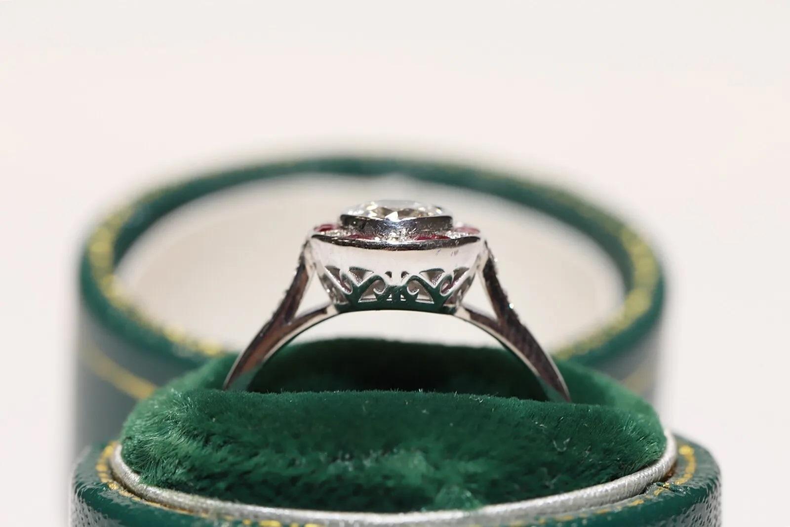 18 Karat Gold Neuer natürlicher Diamant und Rubin im Kaliberschliff Solitär Ring im Angebot 3