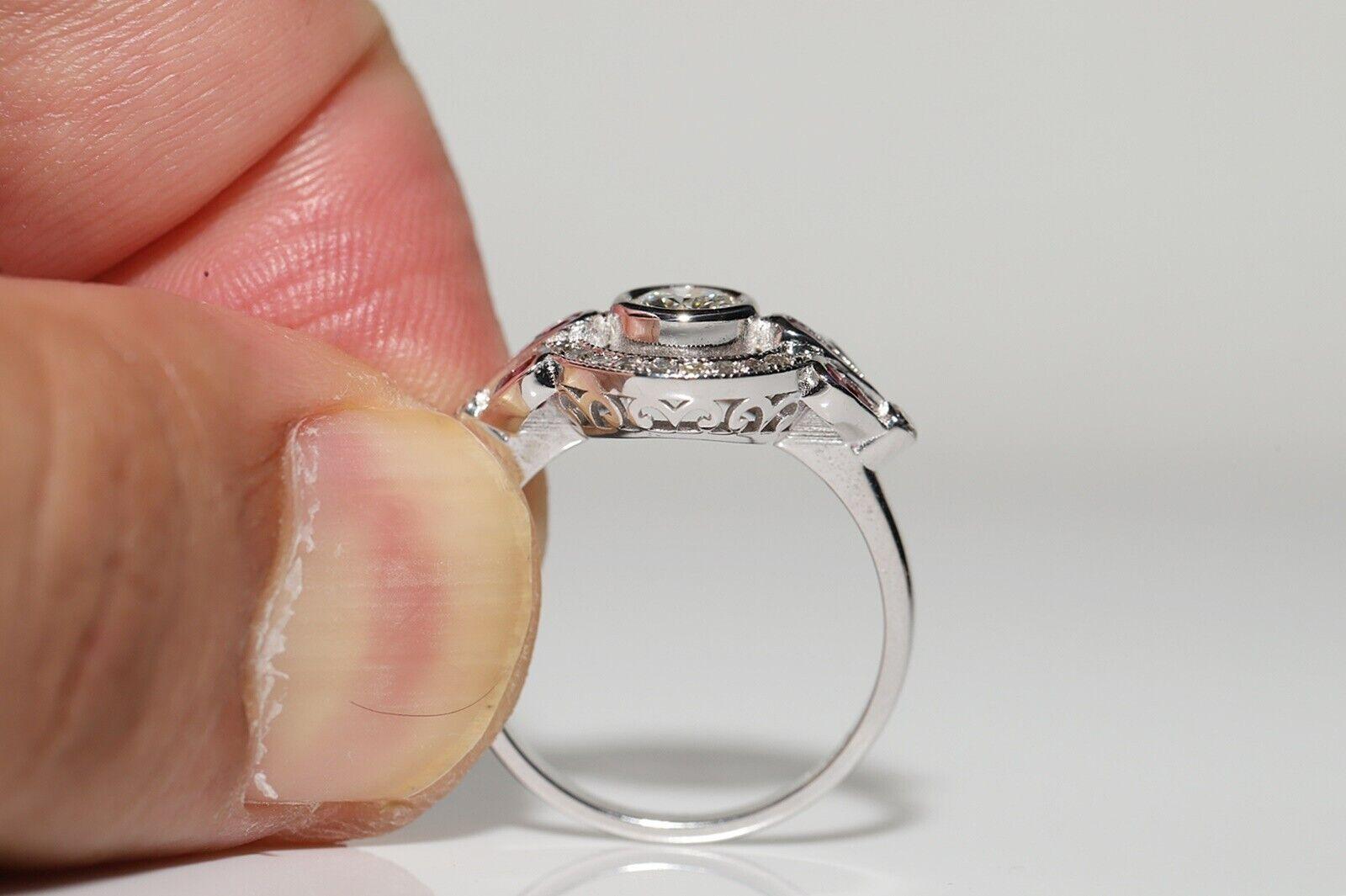 Anillo Decorado Con Diamantes Naturales Y Rubí Calibre De Oro De 18 K De Nueva Fabricación en venta 4