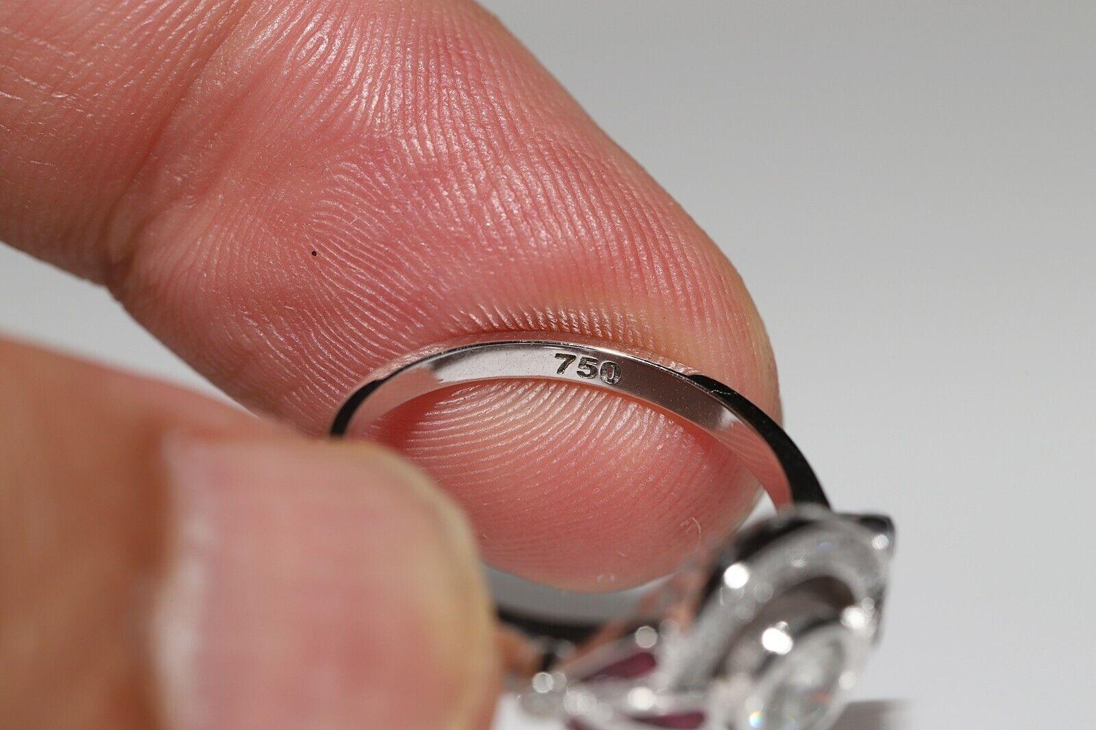 Anillo Decorado Con Diamantes Naturales Y Rubí Calibre De Oro De 18 K De Nueva Fabricación en venta 5