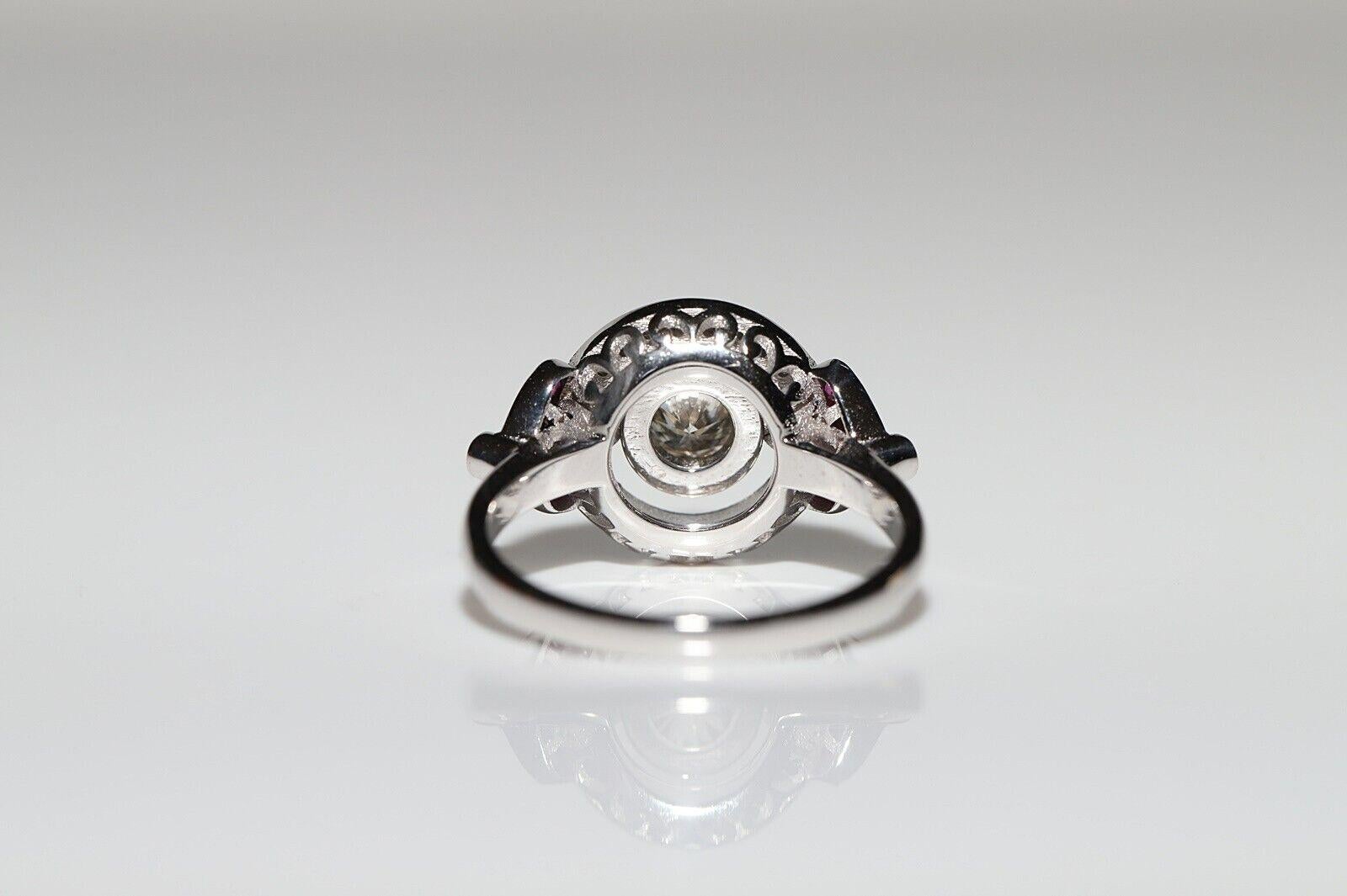 Anillo Decorado Con Diamantes Naturales Y Rubí Calibre De Oro De 18 K De Nueva Fabricación en venta 6