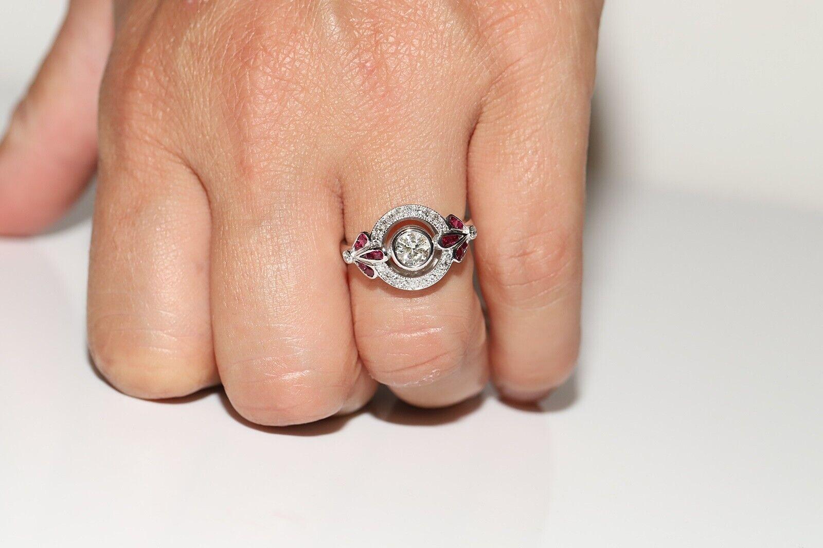 Anillo Decorado Con Diamantes Naturales Y Rubí Calibre De Oro De 18 K De Nueva Fabricación en venta 8