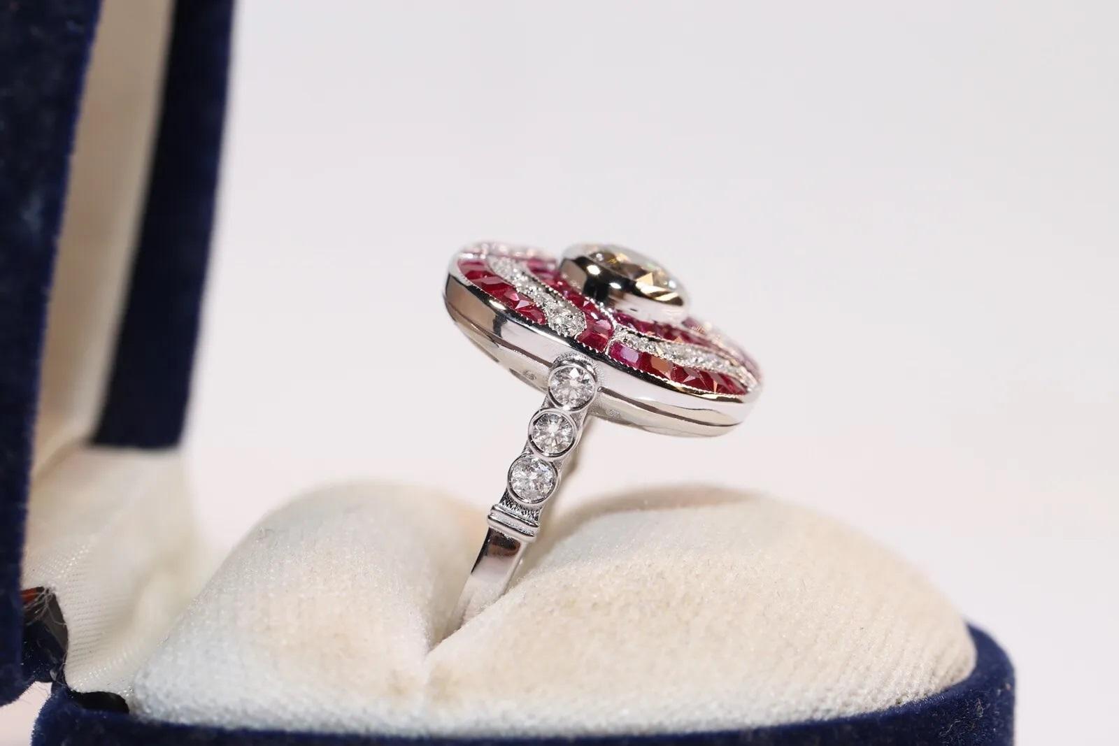 Modern 18k Gold New Made Natural Diamond And Caliber Ruby Decorated Ring  For Sale