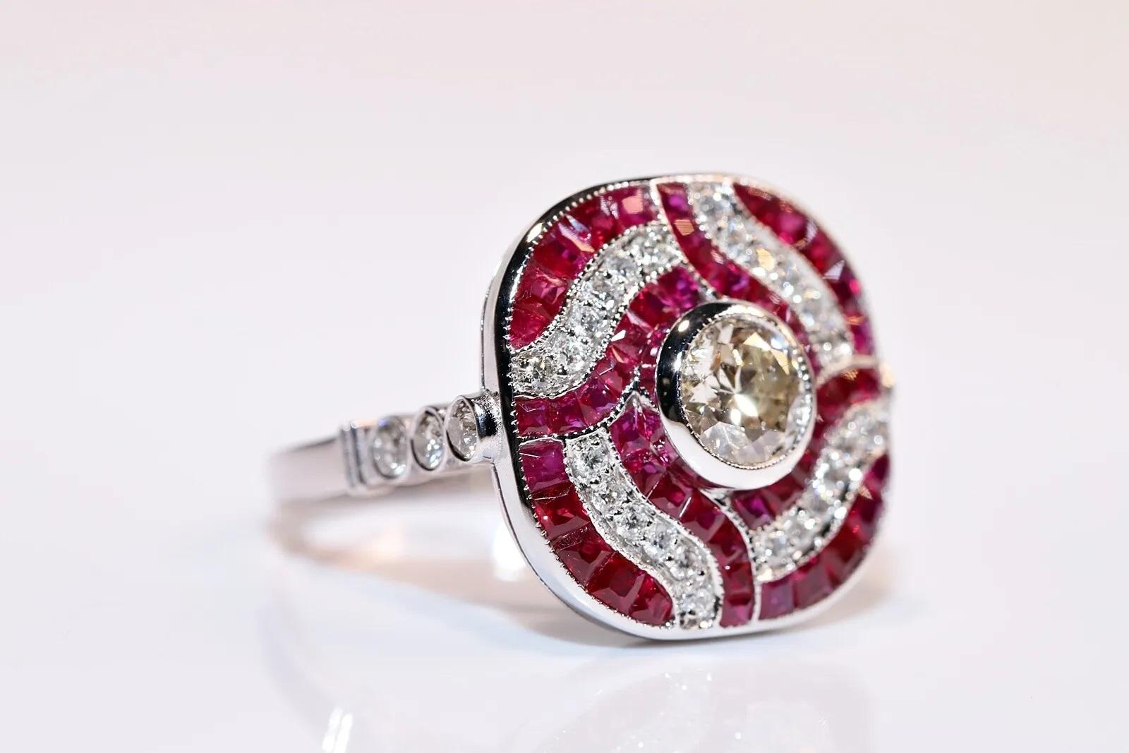 18k Gold New Made Natural Diamond And Caliber Ruby Decorated Ring  In New Condition For Sale In Fatih/İstanbul, 34