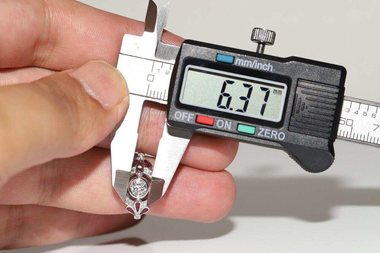 De las mujeres Anillo Decorado Con Diamantes Naturales Y Rubí Calibre De Oro De 18 K De Nueva Fabricación en venta