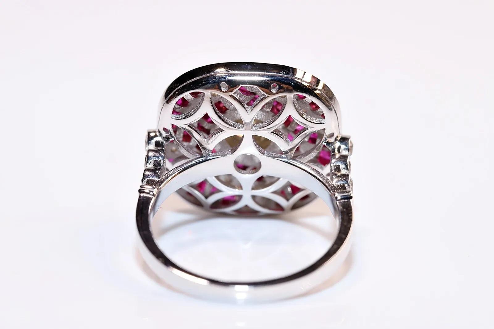 Anillo Decorado Con Diamantes Naturales Y Rubí Calibre De Oro De 18 K De Nueva Fabricación en venta 1