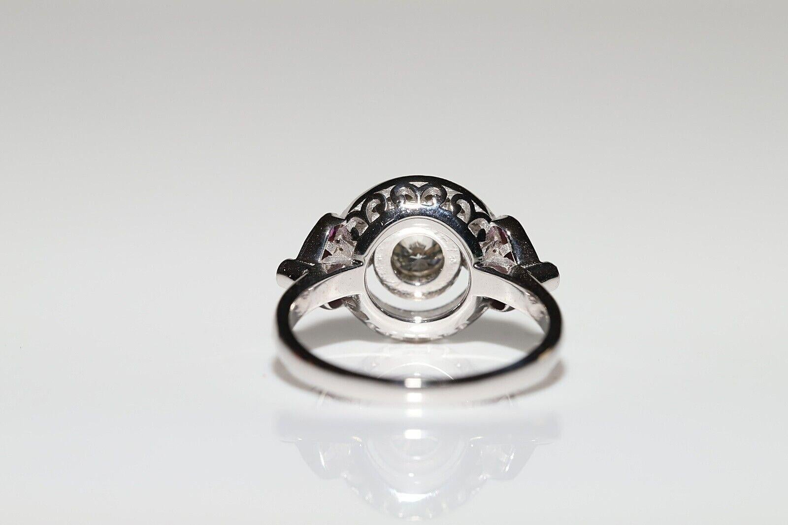 Anillo Decorado Con Diamantes Naturales Y Rubí Calibre De Oro De 18 K De Nueva Fabricación en venta 2