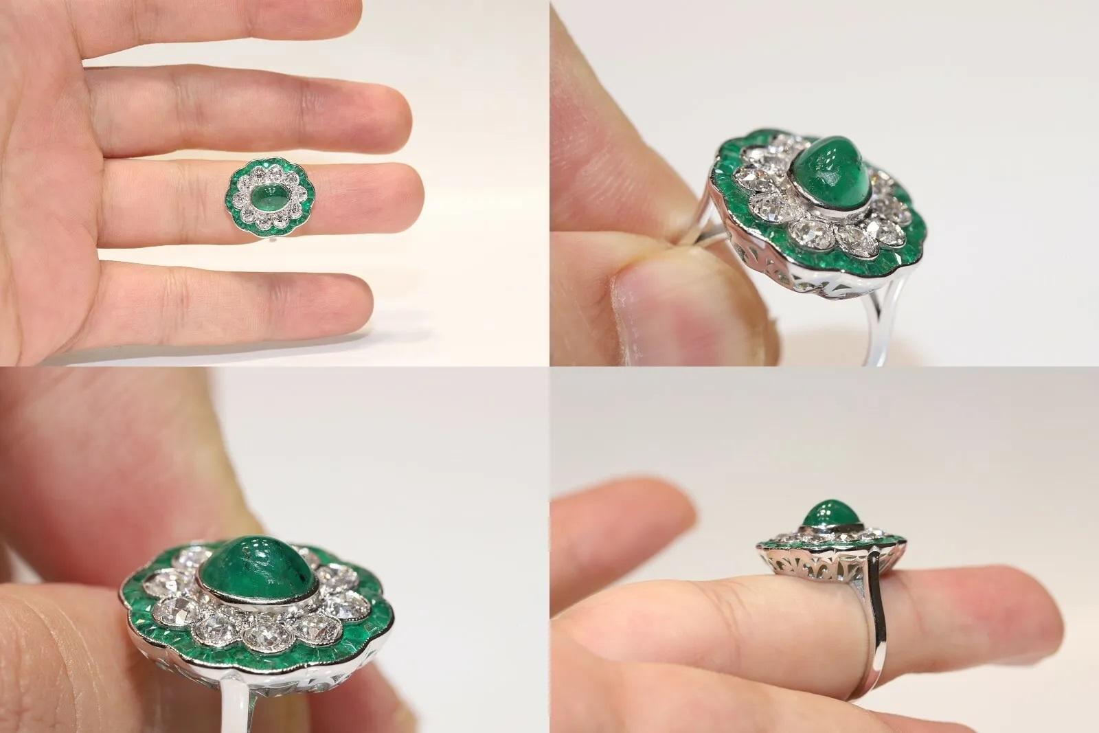 18k Gold New Made Natural Diamond And Emerald Decorated Cocktail Ring For Sale 5