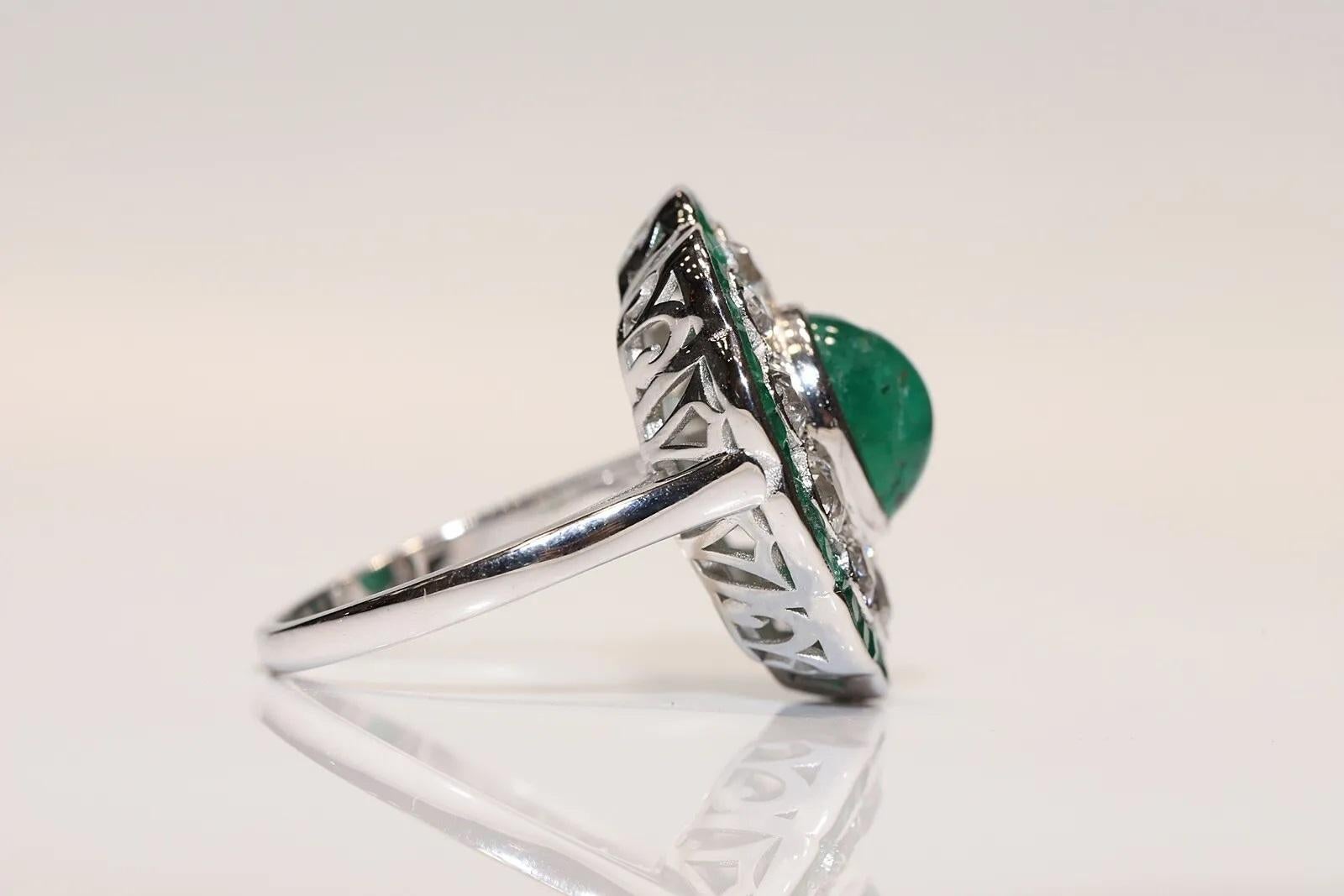 Bague cocktail décorée d'émeraudes et de diamants naturels de fabrication neuve en or 18 carats Neuf - En vente à Fatih/İstanbul, 34