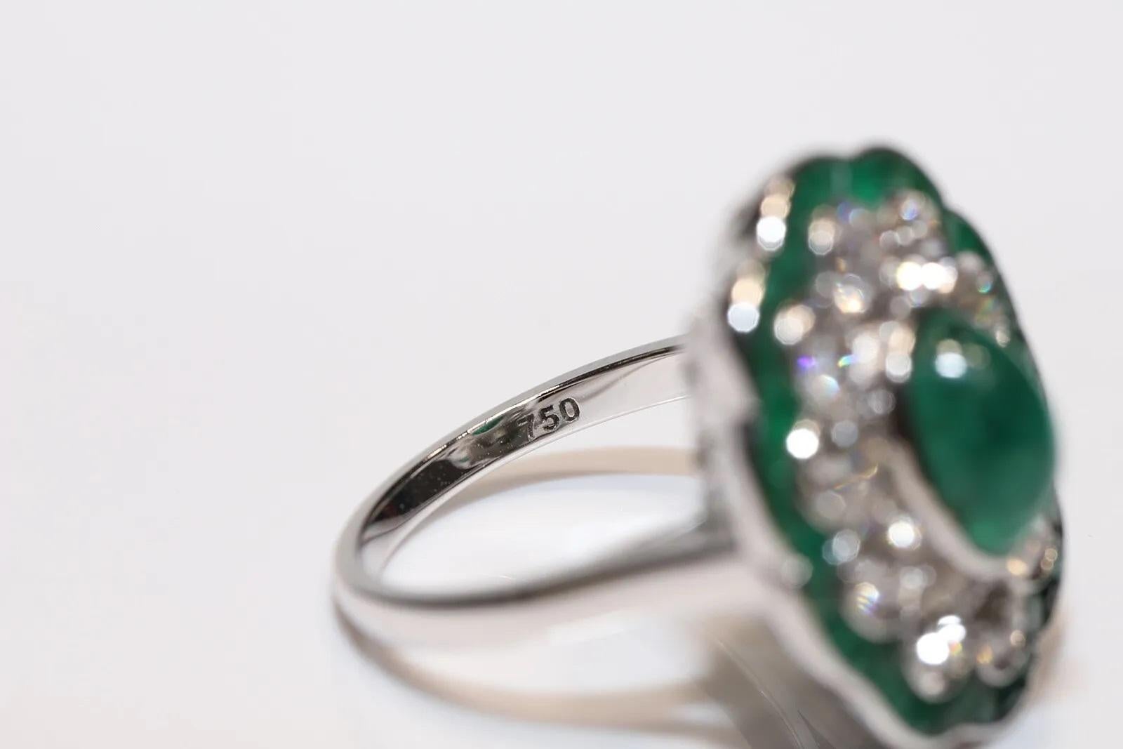 18k Gold New Made Natural Diamond And Emerald Decorated Cocktail Ring For Sale 2