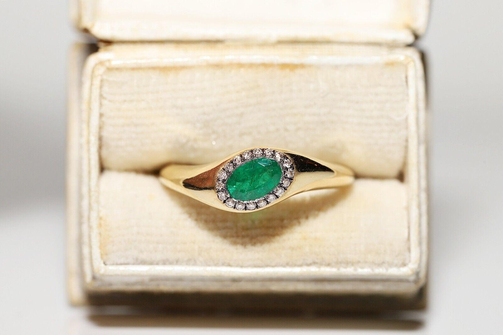 18k Gold New Made natürlichen Diamanten und Smaragd geschmückt Ring im Angebot 6