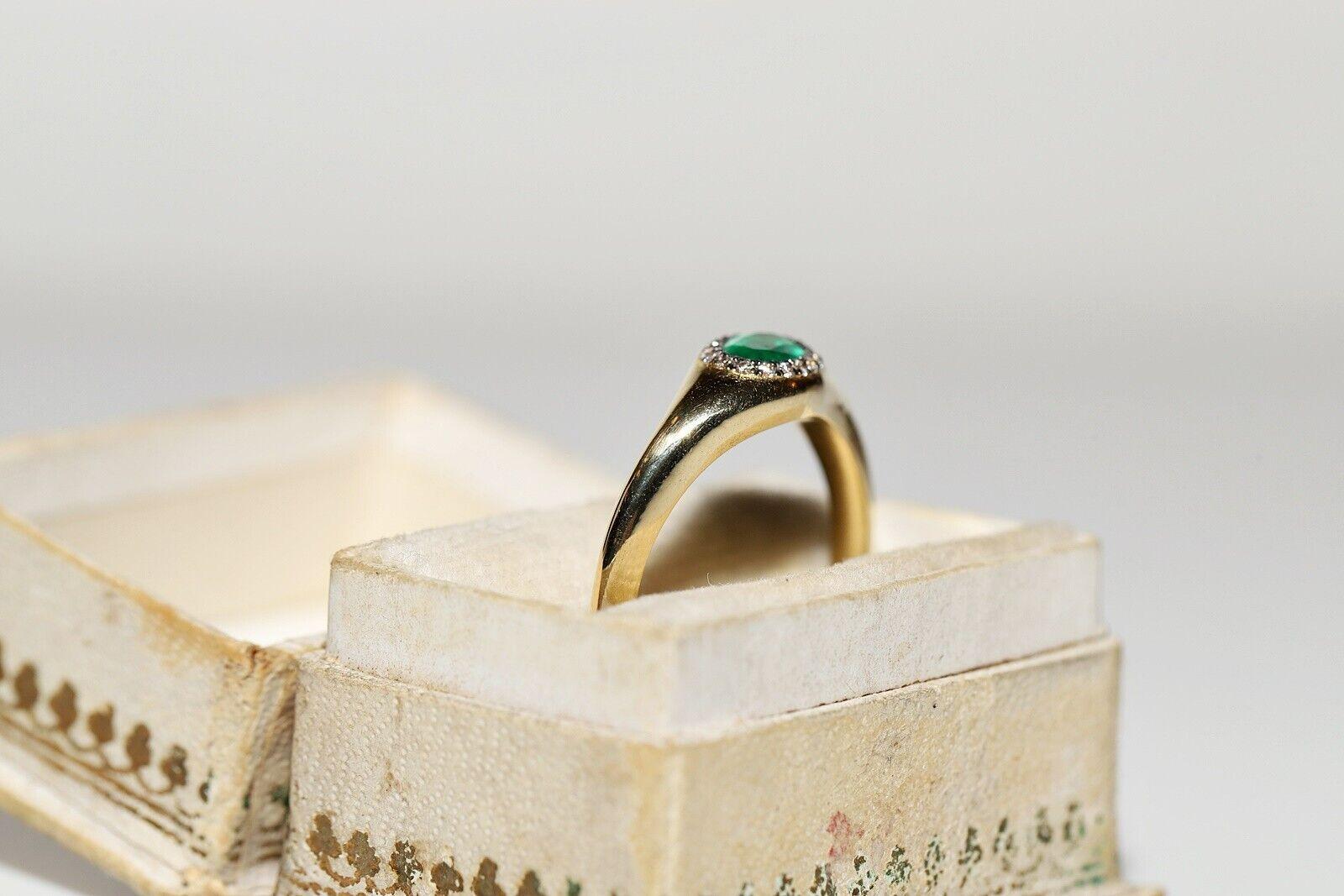 18k Gold New Made natürlichen Diamanten und Smaragd geschmückt Ring im Angebot 7