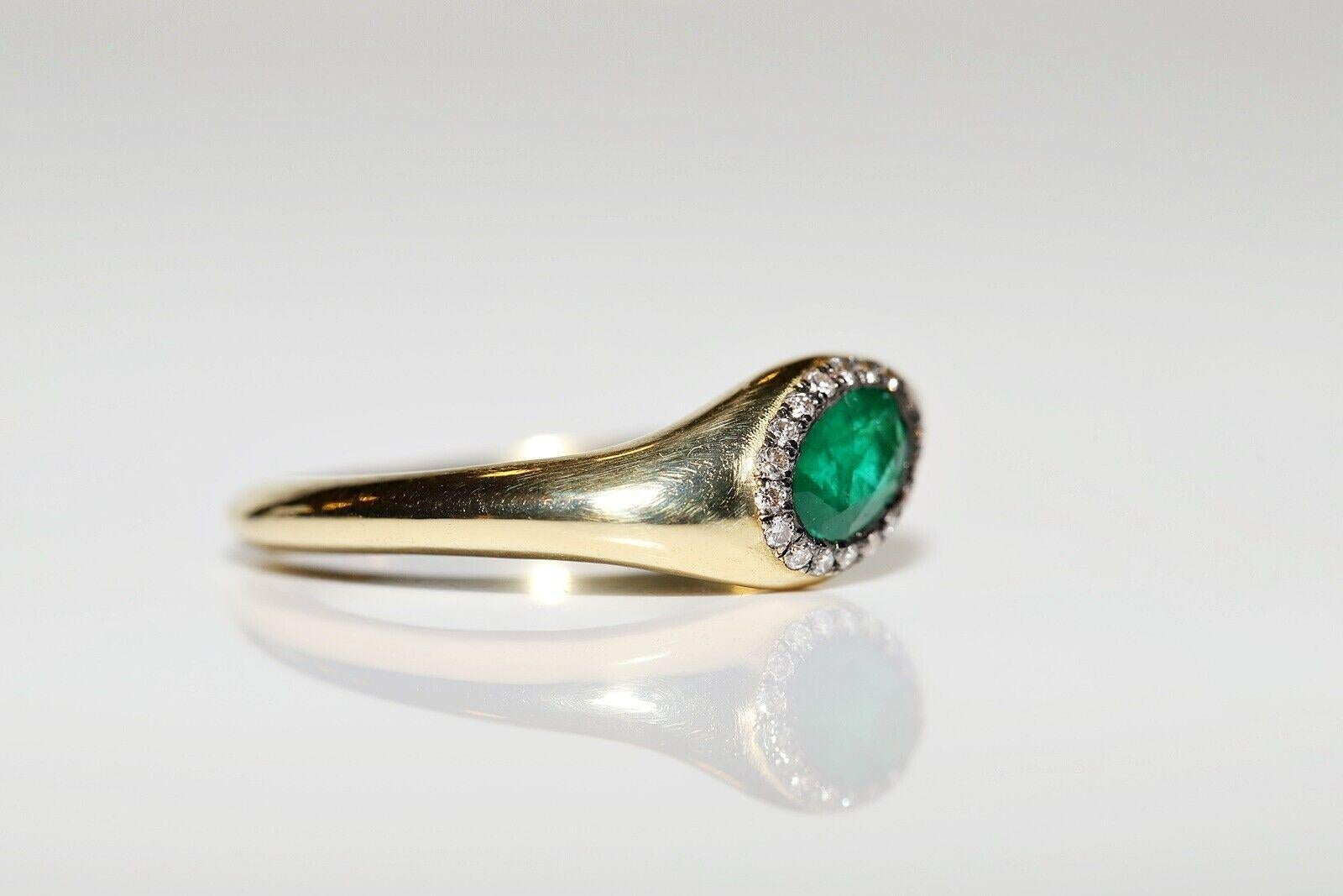 18k Gold New Made natürlichen Diamanten und Smaragd geschmückt Ring im Angebot 8