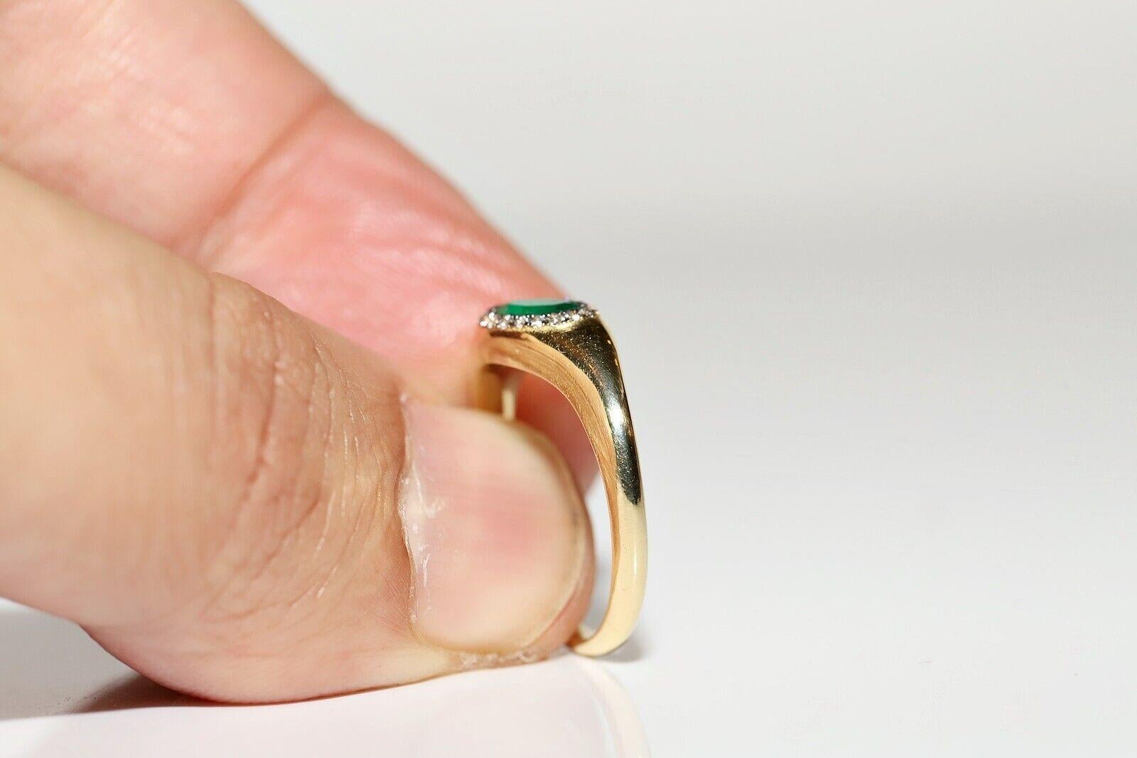 18k Gold New Made natürlichen Diamanten und Smaragd geschmückt Ring (Brillantschliff) im Angebot