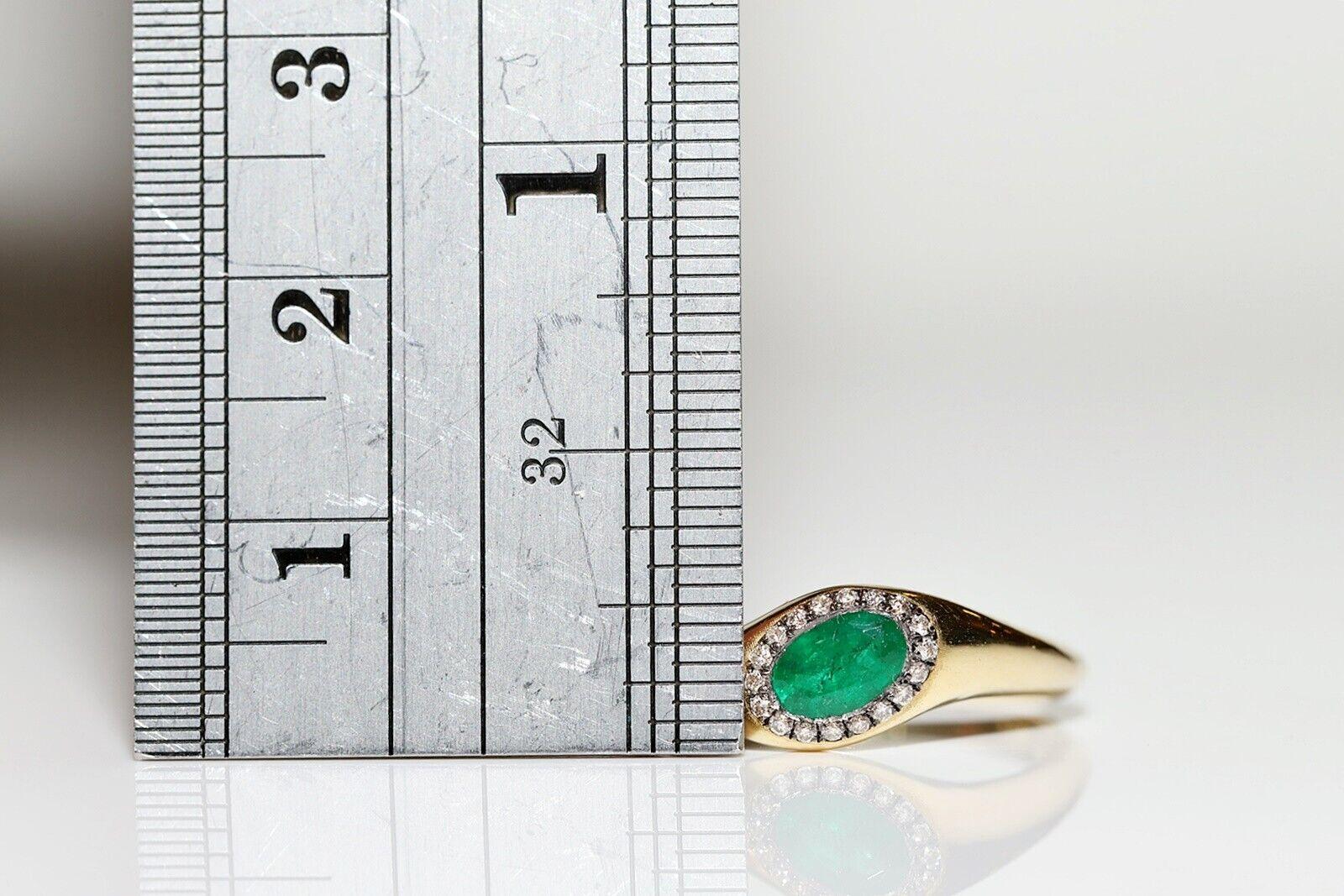 18k Gold New Made natürlichen Diamanten und Smaragd geschmückt Ring Damen im Angebot