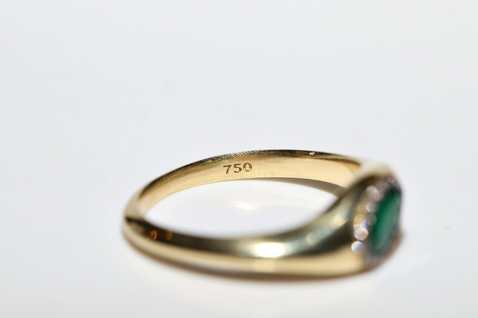 18k Gold New Made natürlichen Diamanten und Smaragd geschmückt Ring im Angebot 1