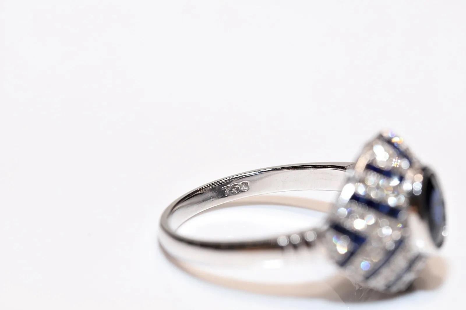 Bague en or 18k de fabrication récente ornée de diamants naturels et de saphirs en vente 5