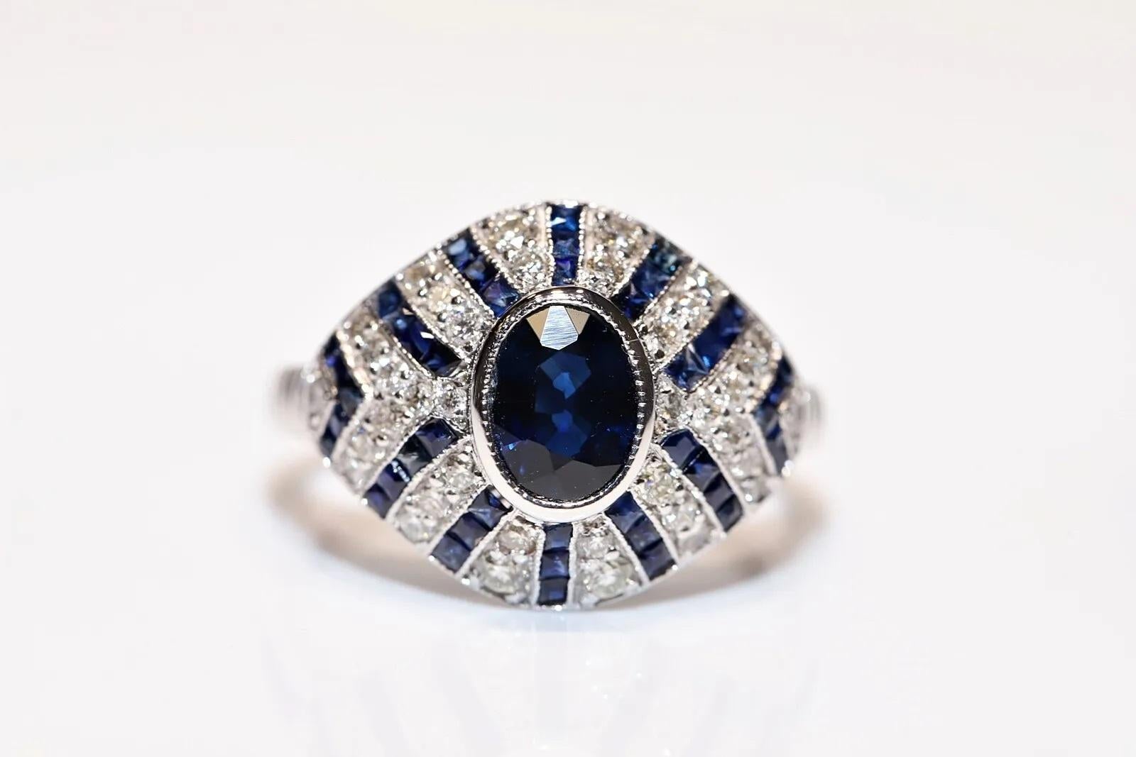 18k Gold New Made Natural Diamond And Sapphire Decorated Ring  In New Condition For Sale In Fatih/İstanbul, 34