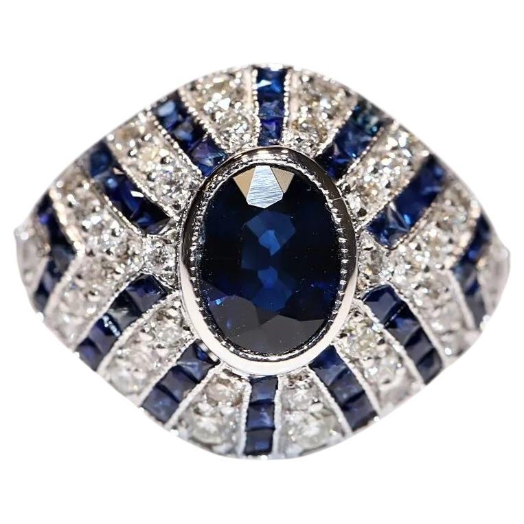 18k Gold New Made Natural Diamond And Sapphire Decorated Ring  For Sale