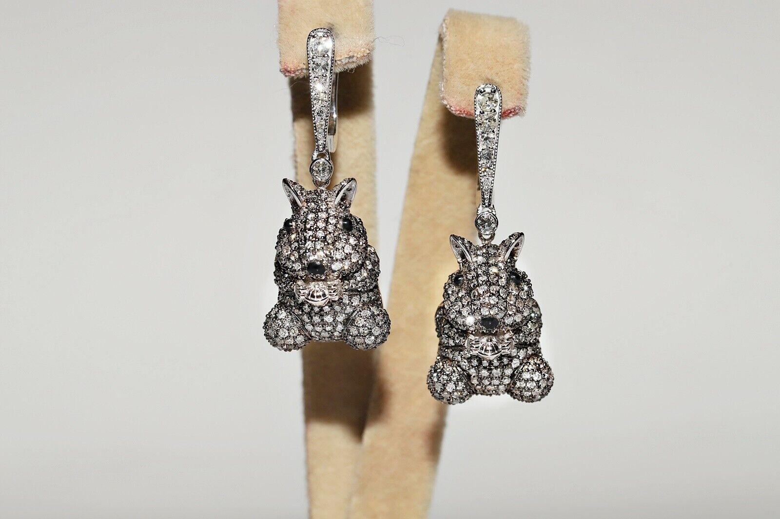18k Gold New Made Natural Diamond And Sapphire Decorated Squirrel Earring For Sale 8
