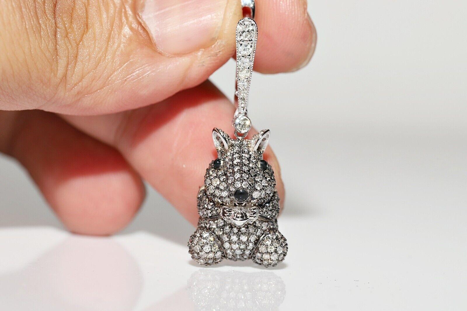 Modern 18k Gold New Made Natural Diamond And Sapphire Decorated Squirrel Earring For Sale