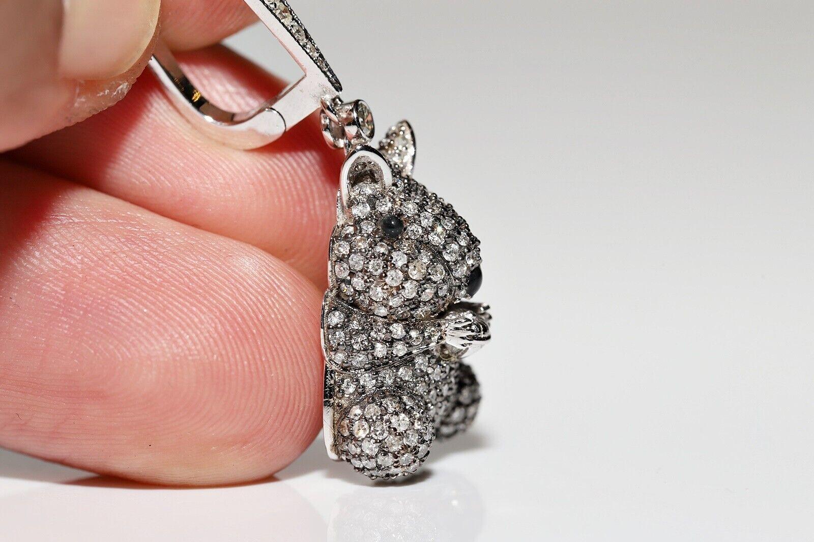 Brilliant Cut 18k Gold New Made Natural Diamond And Sapphire Decorated Squirrel Earring For Sale