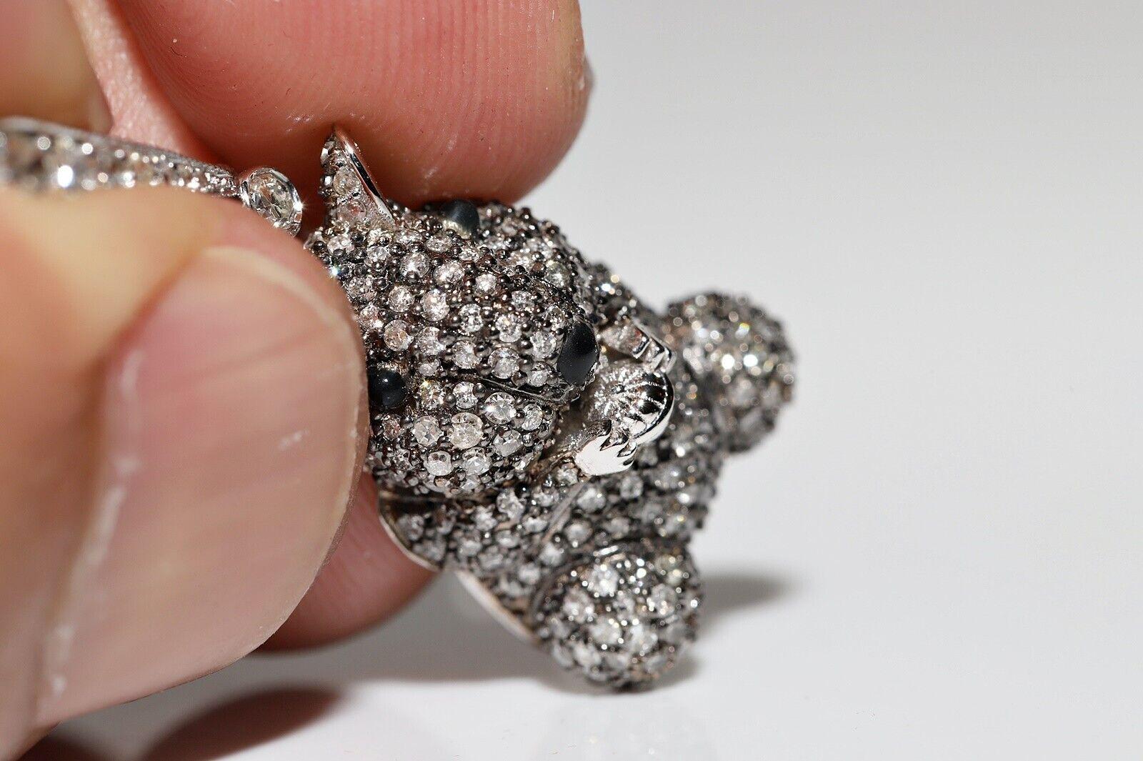 18k Gold New Made Natural Diamond And Sapphire Decorated Squirrel Earring In Good Condition For Sale In Fatih/İstanbul, 34