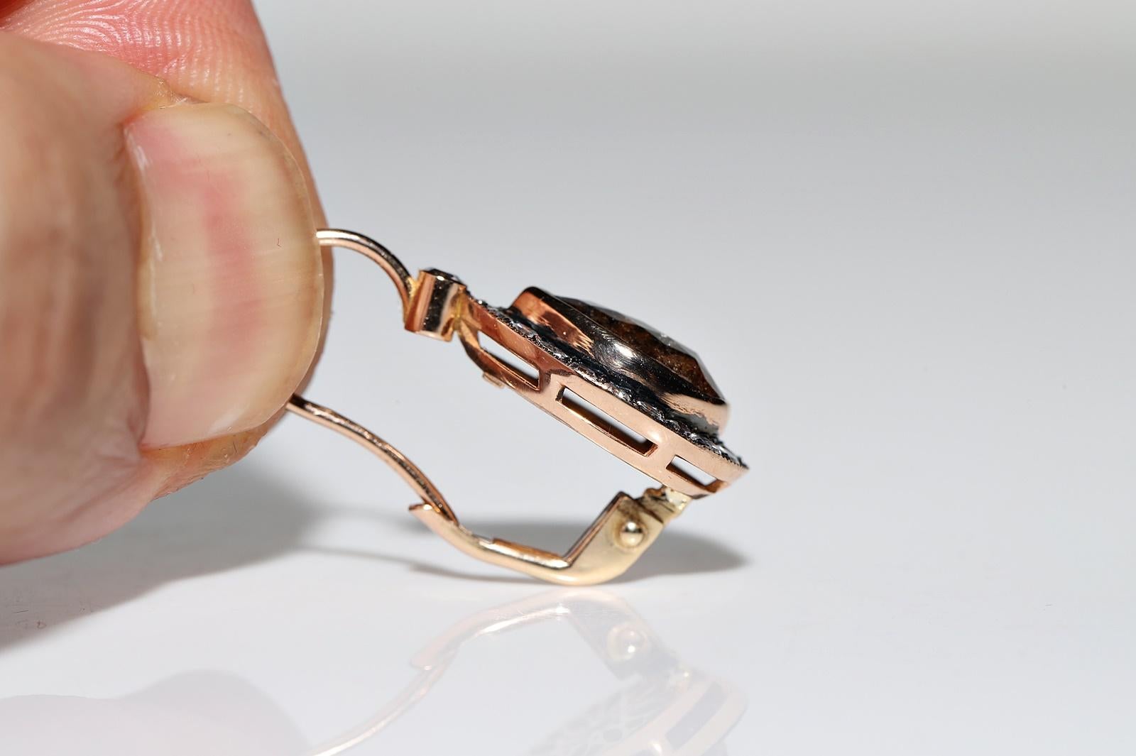 Pendiente Gota Decorado con Diamantes Naturales de Oro 18k de Nueva Fabricación en venta 4