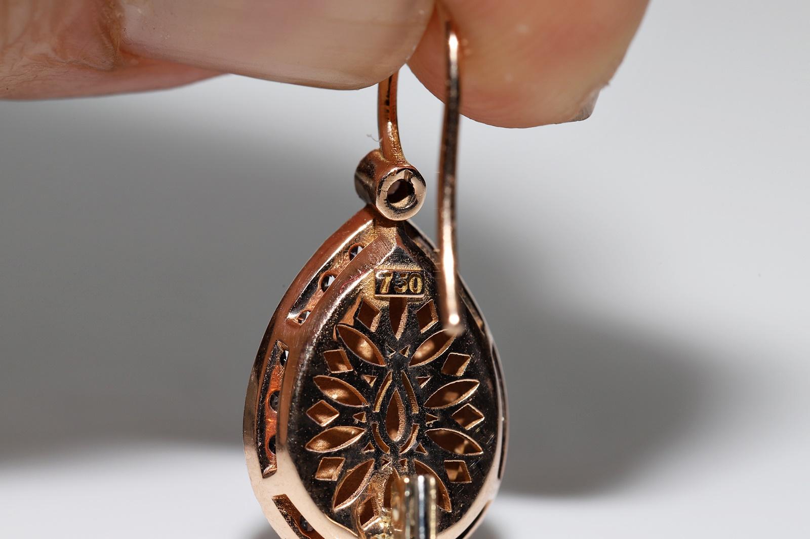 Pendiente Gota Decorado con Diamantes Naturales de Oro 18k de Nueva Fabricación en venta 5