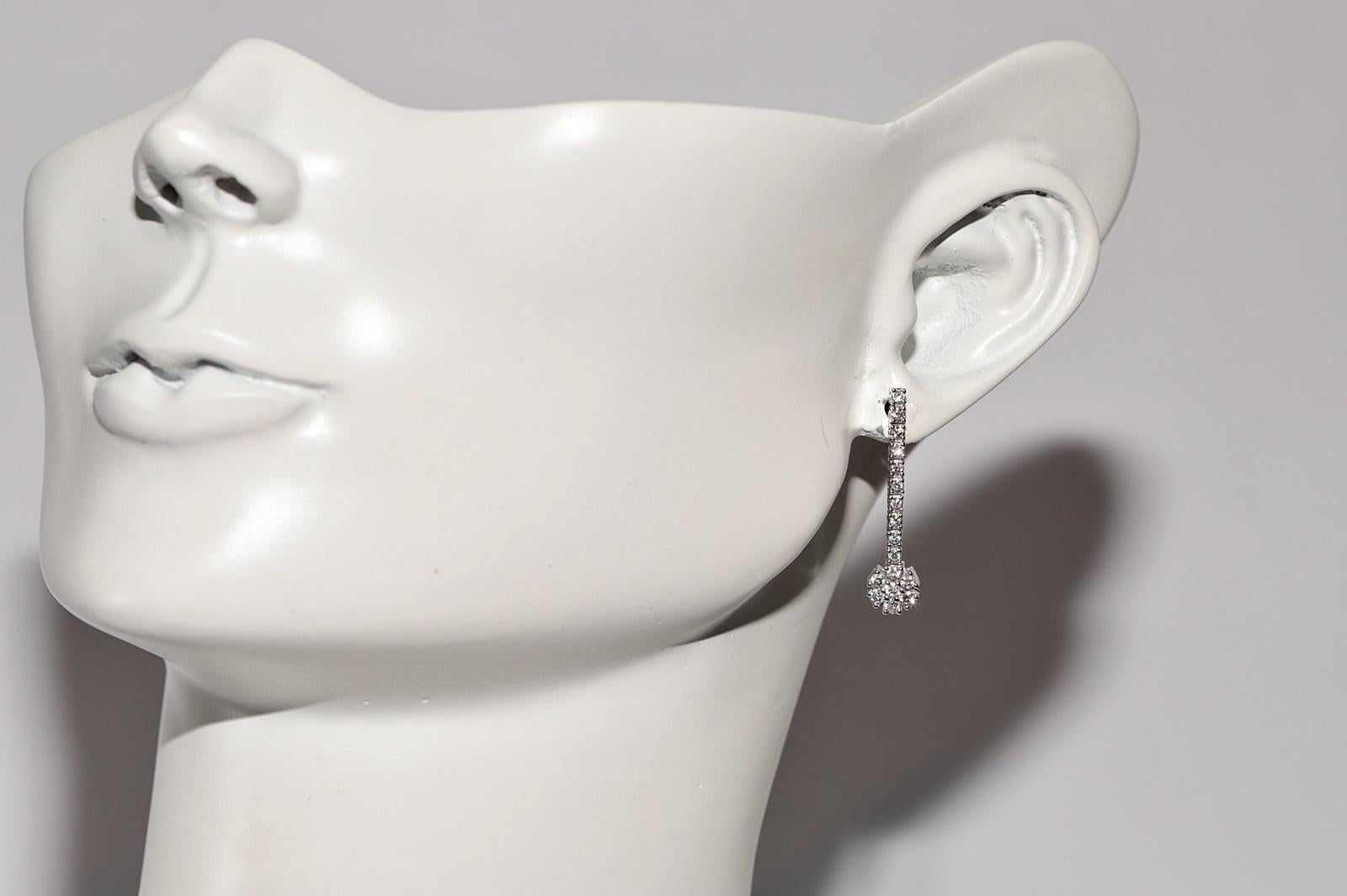 18k Gold New Made Natural Diamond Decorated Drop Earring in vendita 6