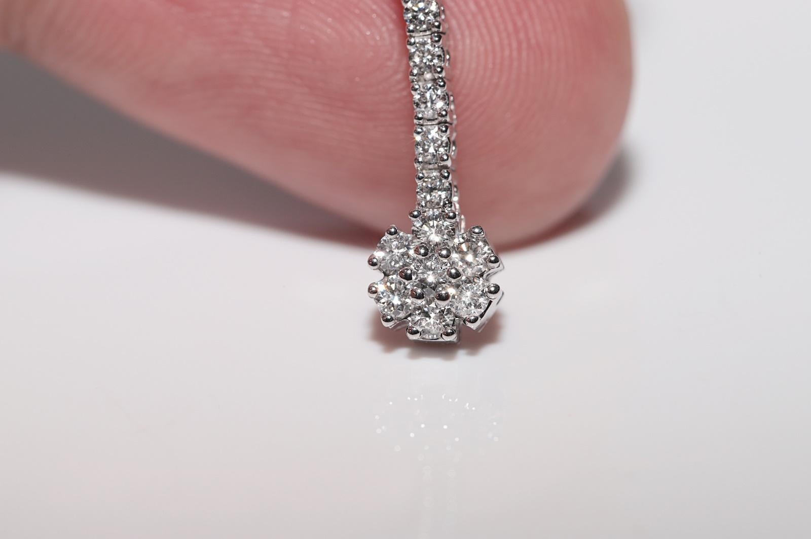 18k Gold New Made Natural Diamond Decorated Drop Earring in vendita 9