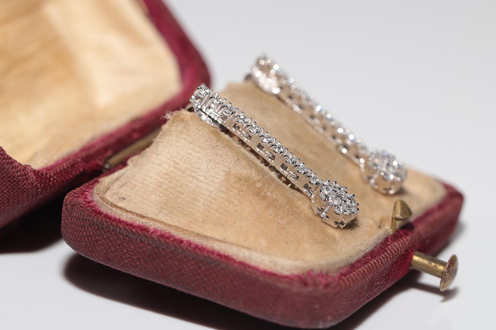 Taglio brillante 18k Gold New Made Natural Diamond Decorated Drop Earring in vendita