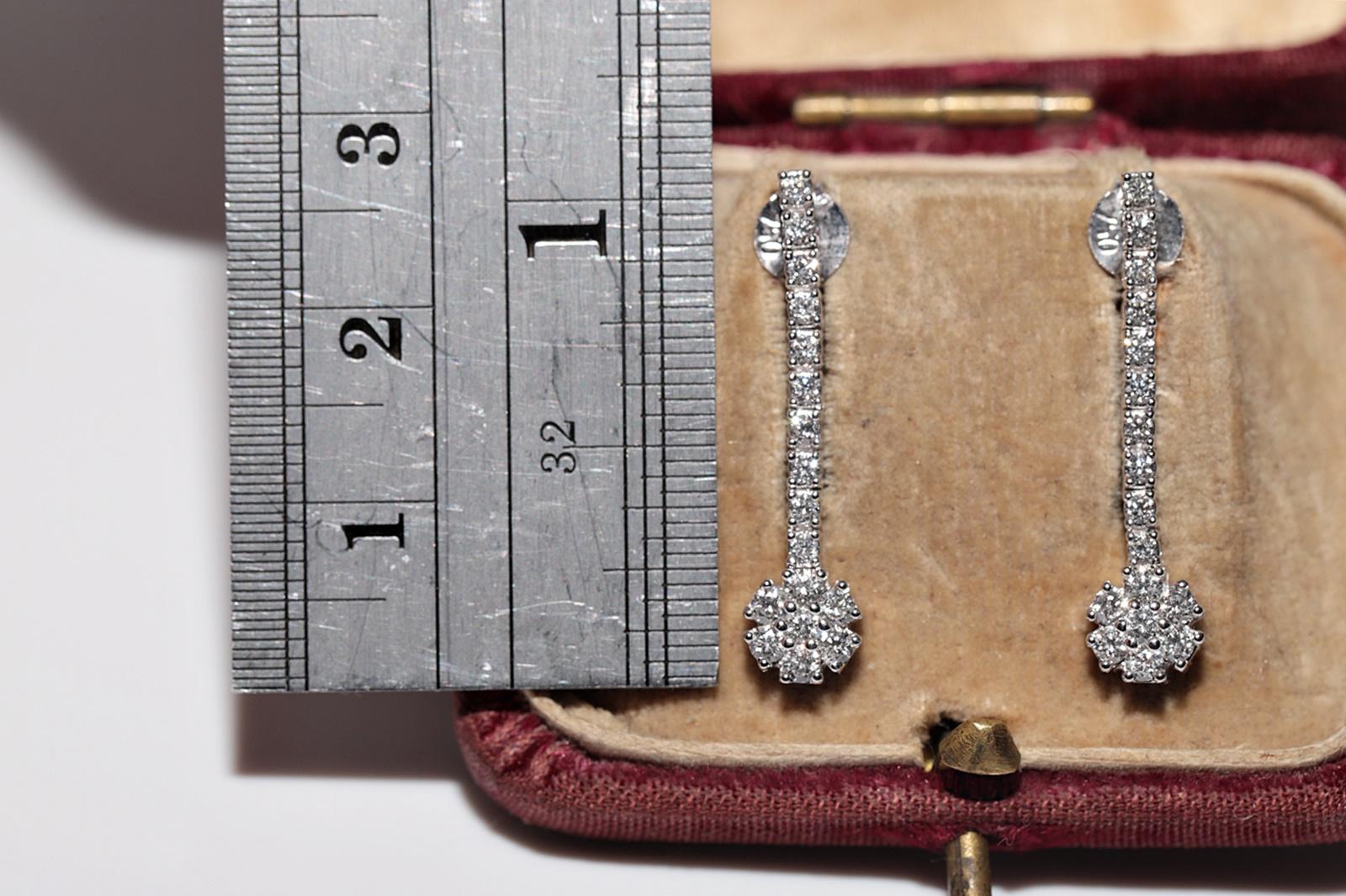 Pendiente Gota Decorado con Diamantes Naturales de Oro 18k de Nueva Fabricación en Bueno estado para la venta en Fatih/İstanbul, 34