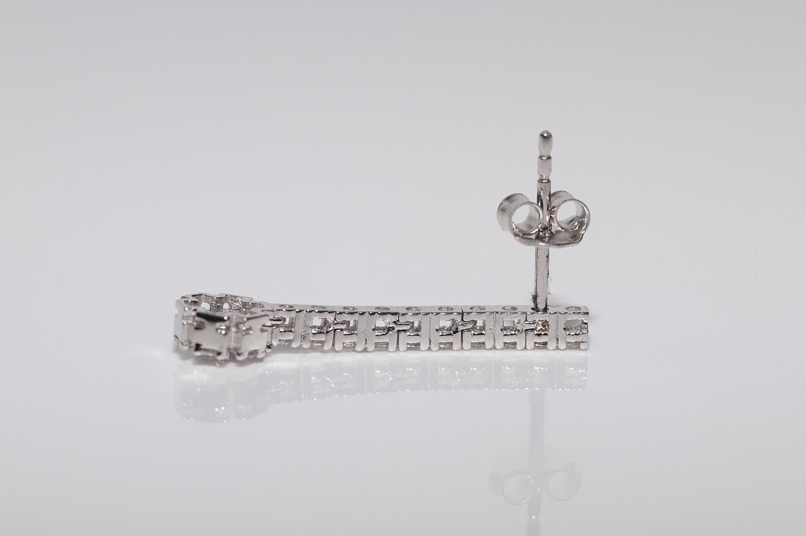 Donna 18k Gold New Made Natural Diamond Decorated Drop Earring in vendita
