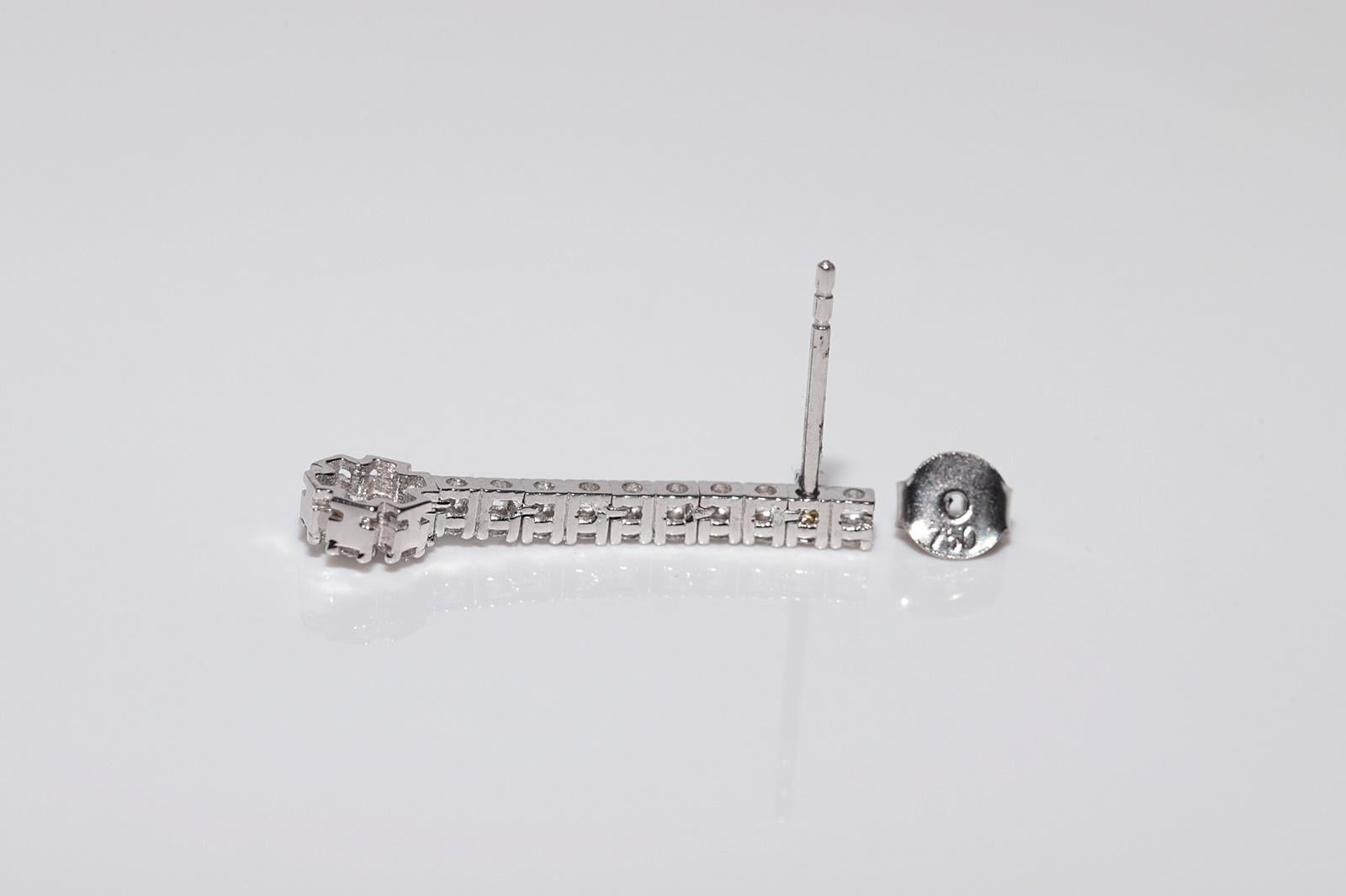 18k Gold New Made Natural Diamond Decorated Drop Earring in vendita 1